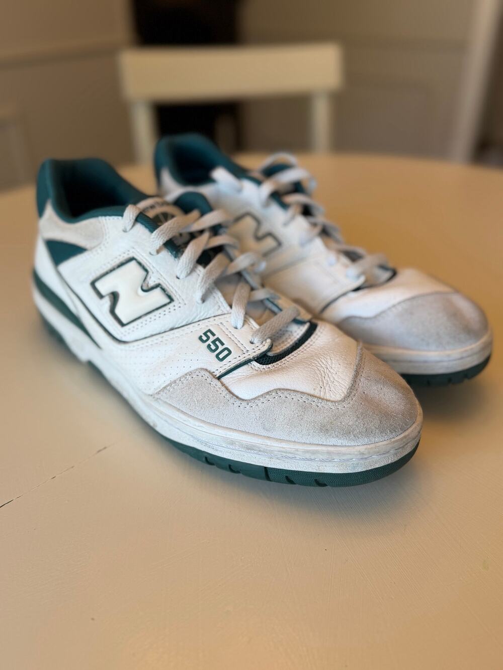 New Balance 550 White Vintage Teal Green Men's Size 12 BB550STA Retro Sneakers